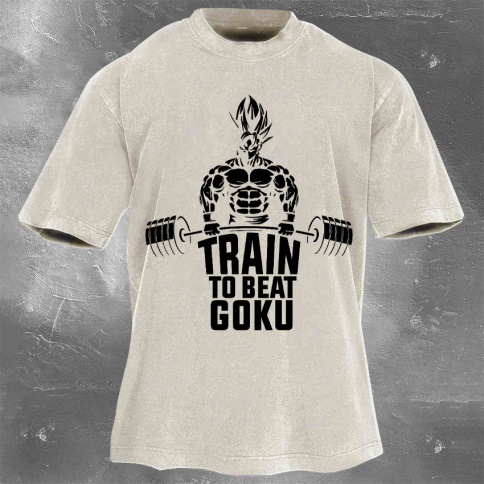 Fitness Print Washed Vintage Short Sleeves 19