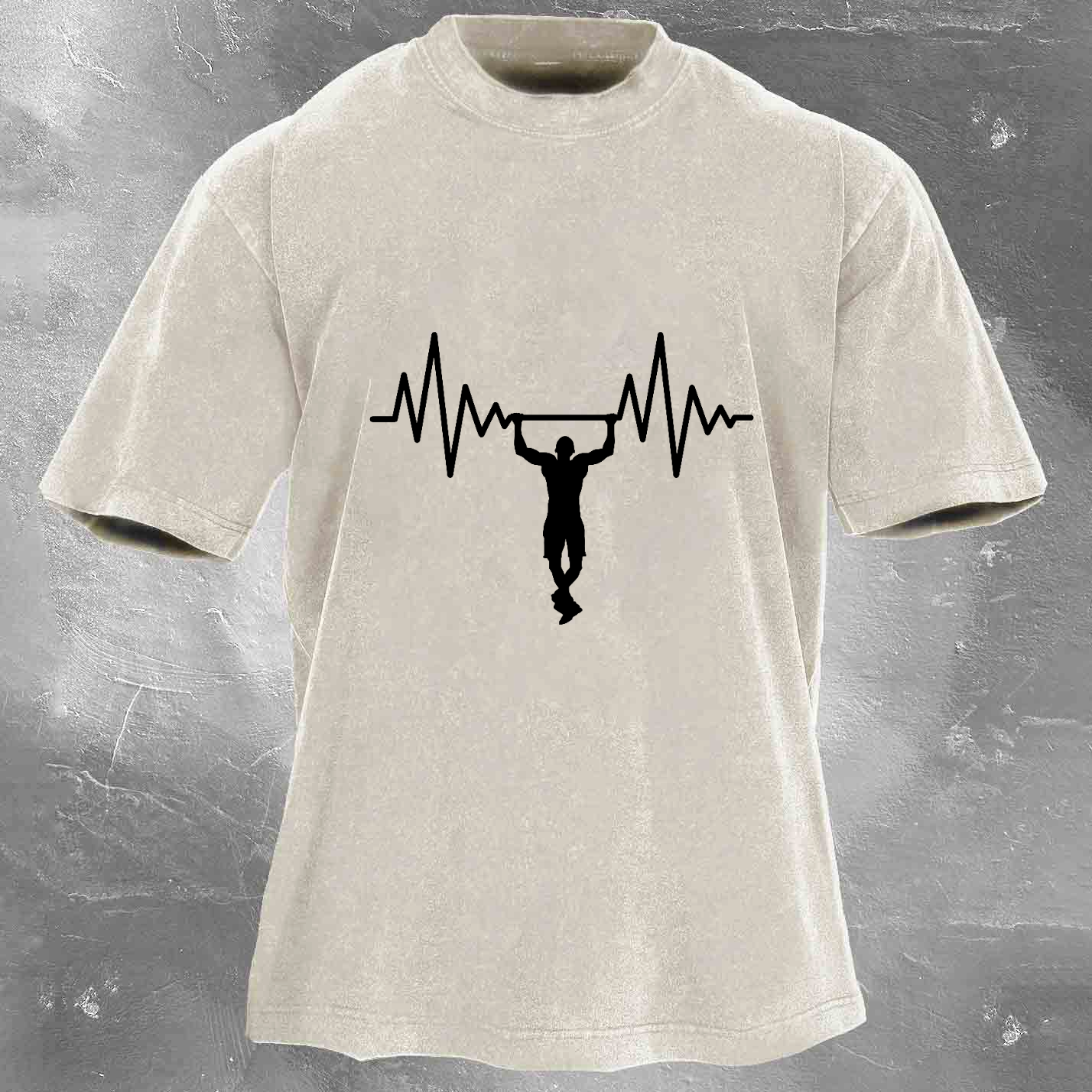 Personalized Fun Fitness Pattern Print Men's Washed T-shirt