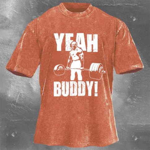 Fitness Print Washed Vintage Short Sleeves 14