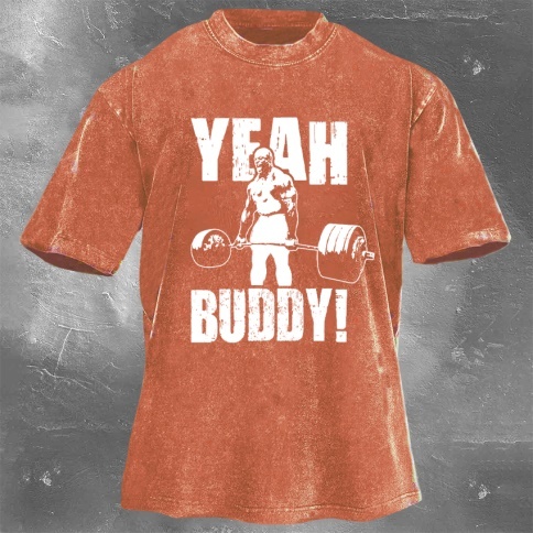 Fitness Print Washed Vintage Short Sleeves 14