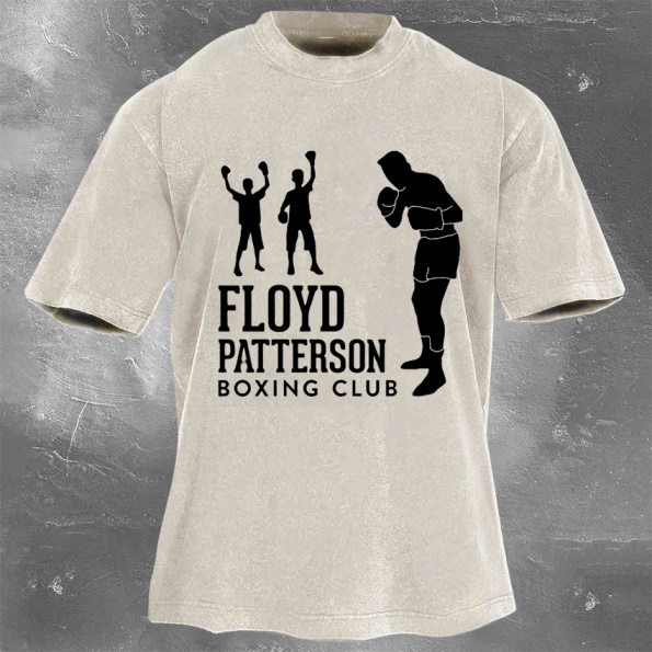 Classic Popular Boxing Star Print Washed Retro Short Sleeves 14