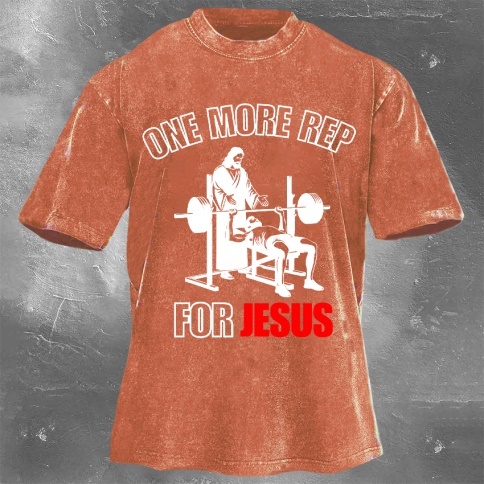 Fitness Print Washed Vintage Short Sleeves 16