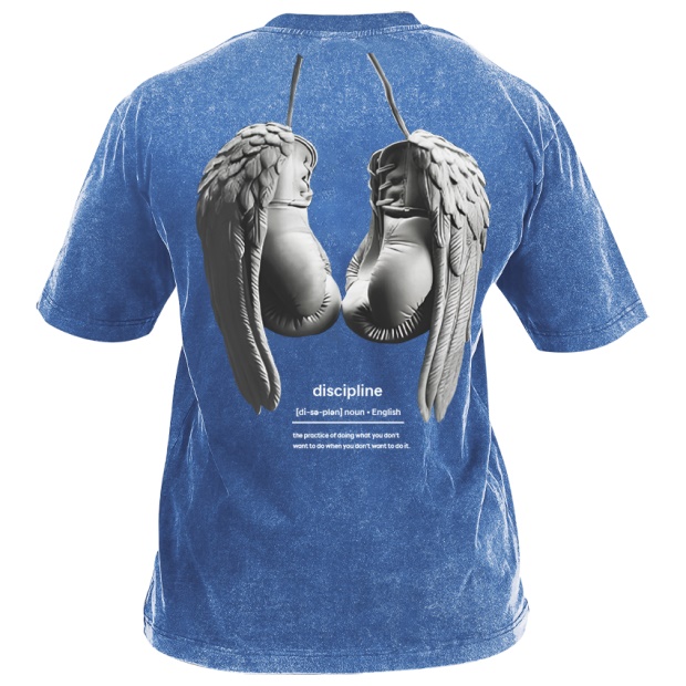 Street Fitness Boxing Print Washed Vintage Short Sleeve 01