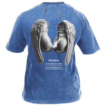 Street Fitness Boxing Print Washed Vintage Short Sleeve 01