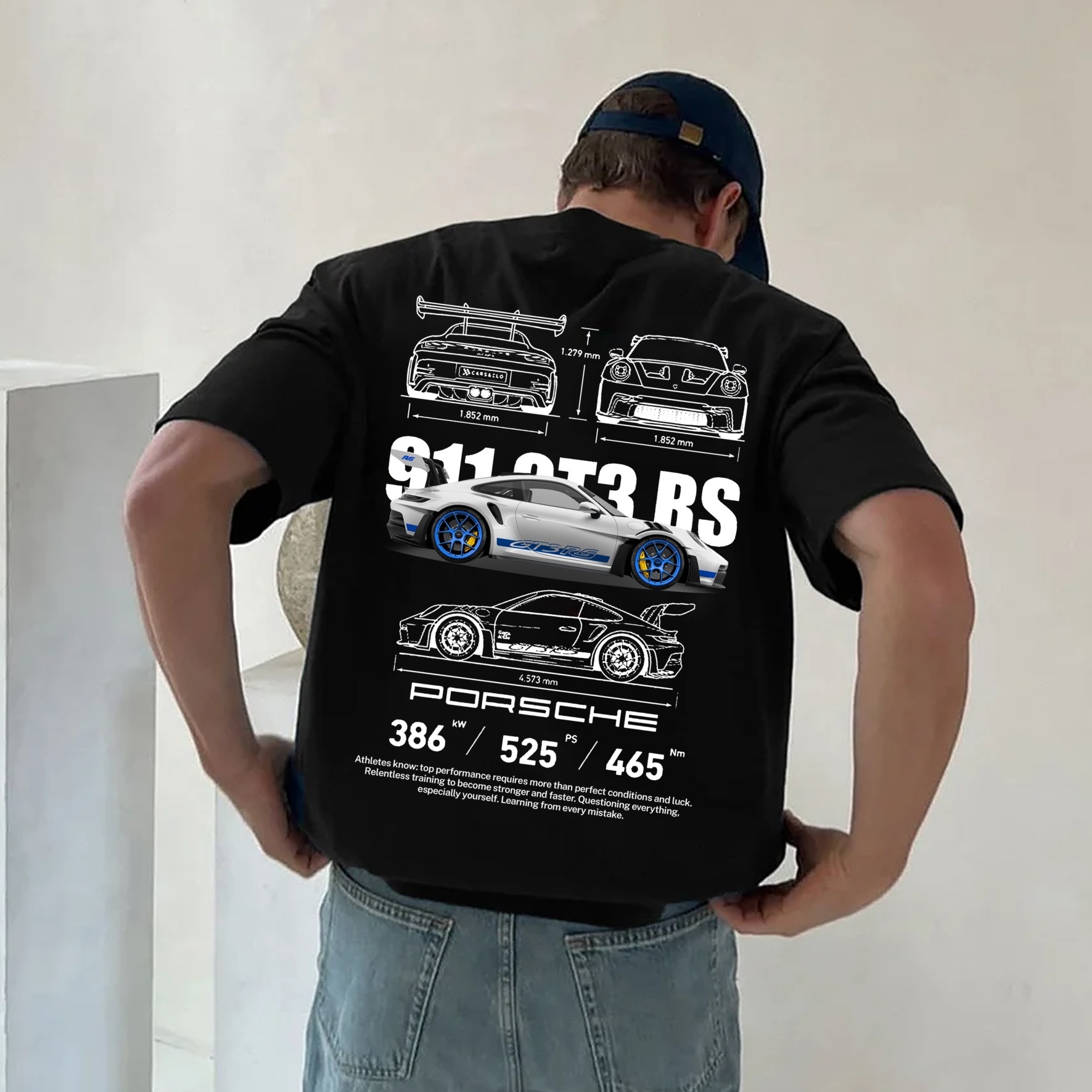 Classic Popular Sports Car Street Print Pure Cotton Casual T-Shirt 02