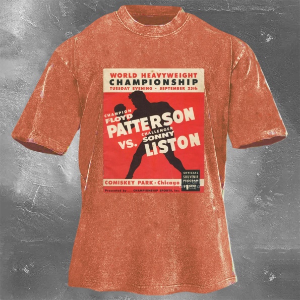 Classic Popular Boxing Star Print Washed Retro Short Sleeves 19