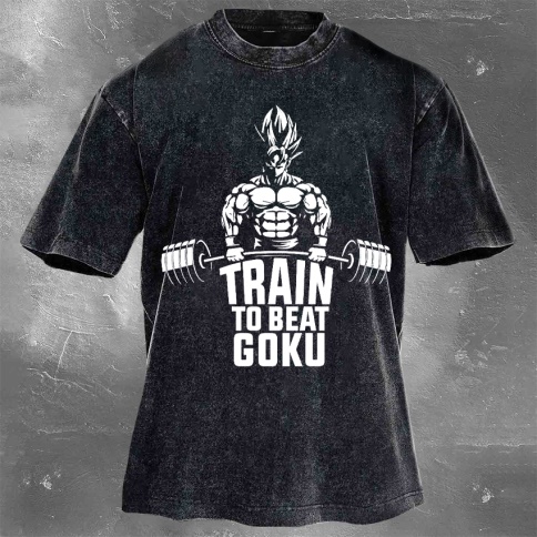 Fitness Print Washed Vintage Short Sleeves 19