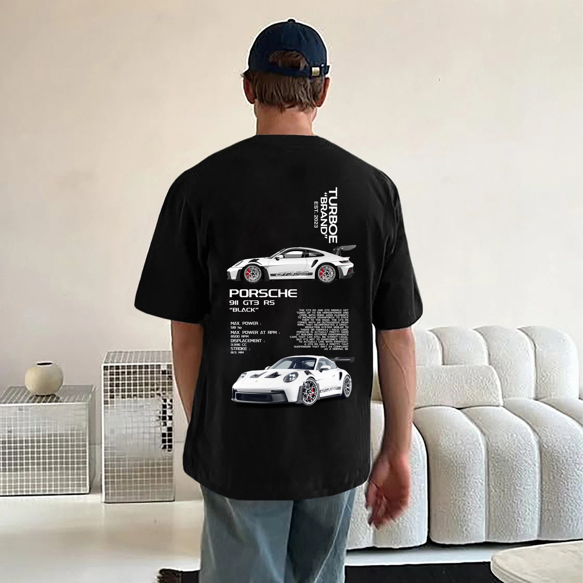 Popular Sports Car Print Pure Cotton Casual T-Shirt 08
