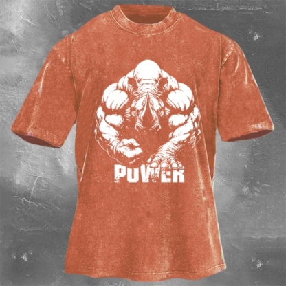 Fitness Print Washed Vintage Short Sleeves 11