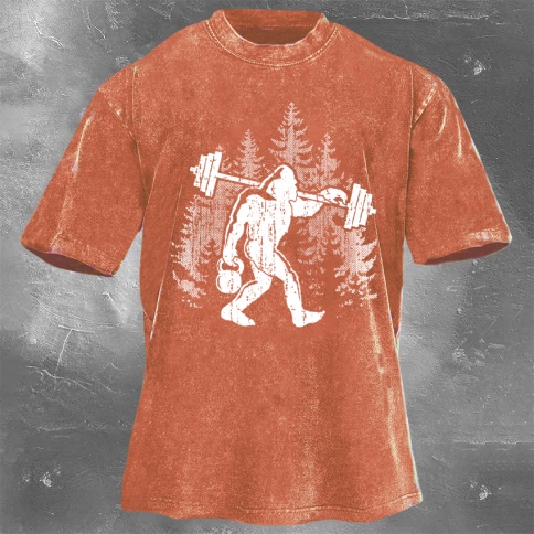 Fitness Print Washed Vintage Short Sleeves 10