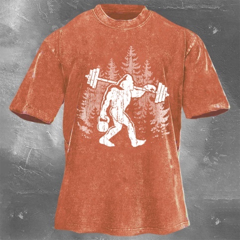 Fitness Print Washed Vintage Short Sleeves 10