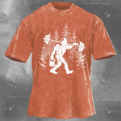 Fitness Print Washed Vintage Short Sleeves 10