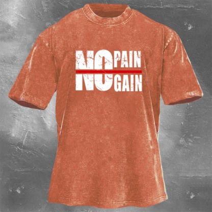 Street Fitness Boxing Print Washed Vintage Short Sleeve 03