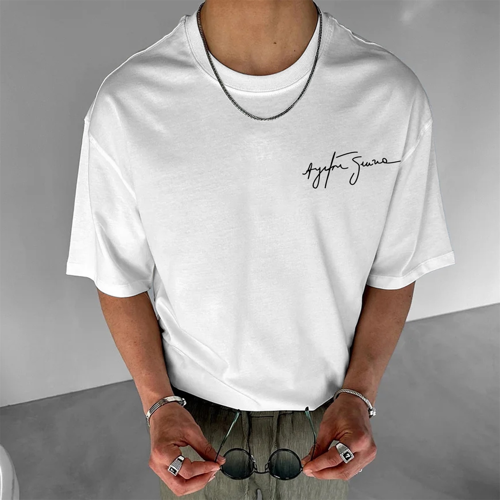 Legendary Racing Driver Aryton Senna Street Print Cotton T-Shirt 04