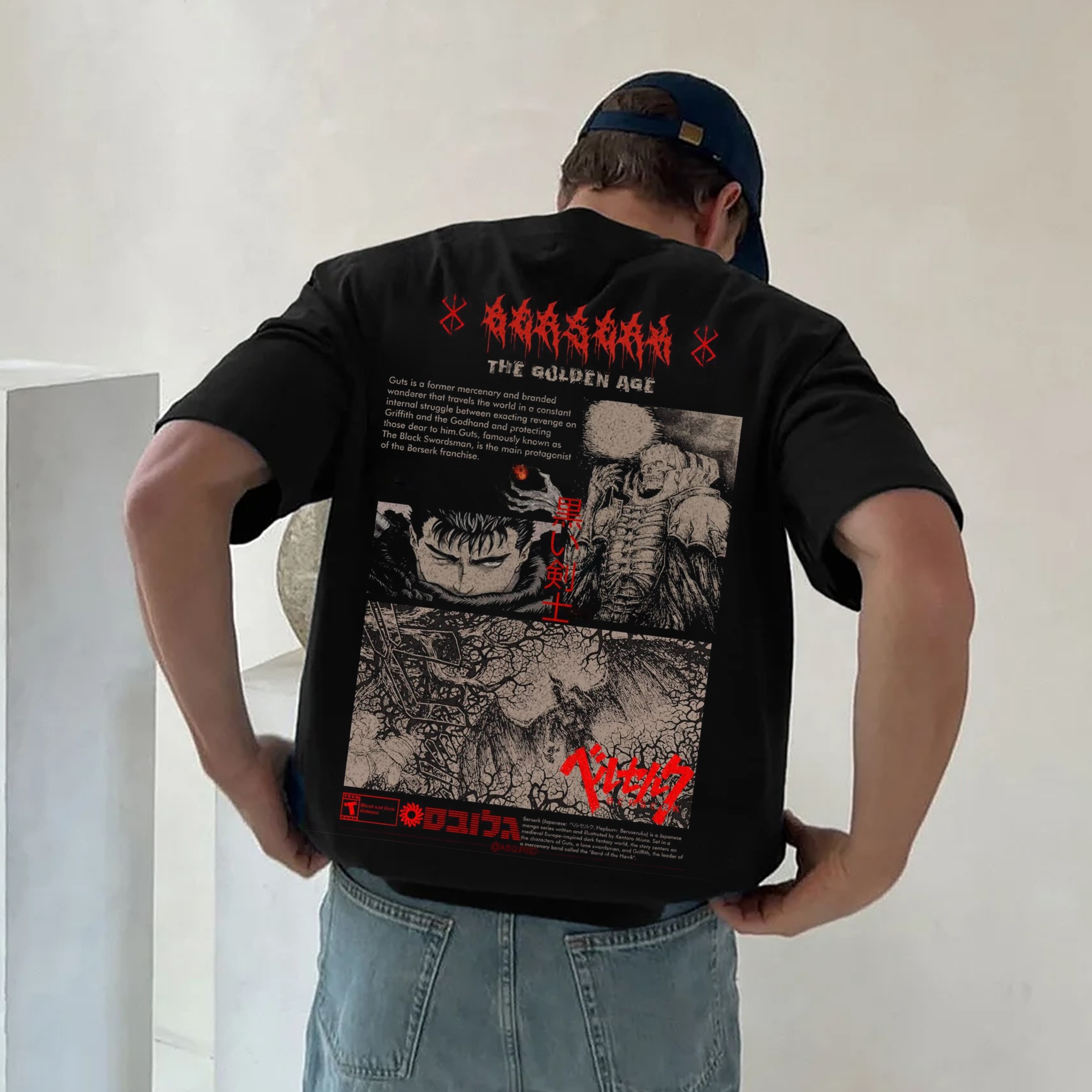 Dark Anime Print Pure Cotton Casual Short Sleeves 04