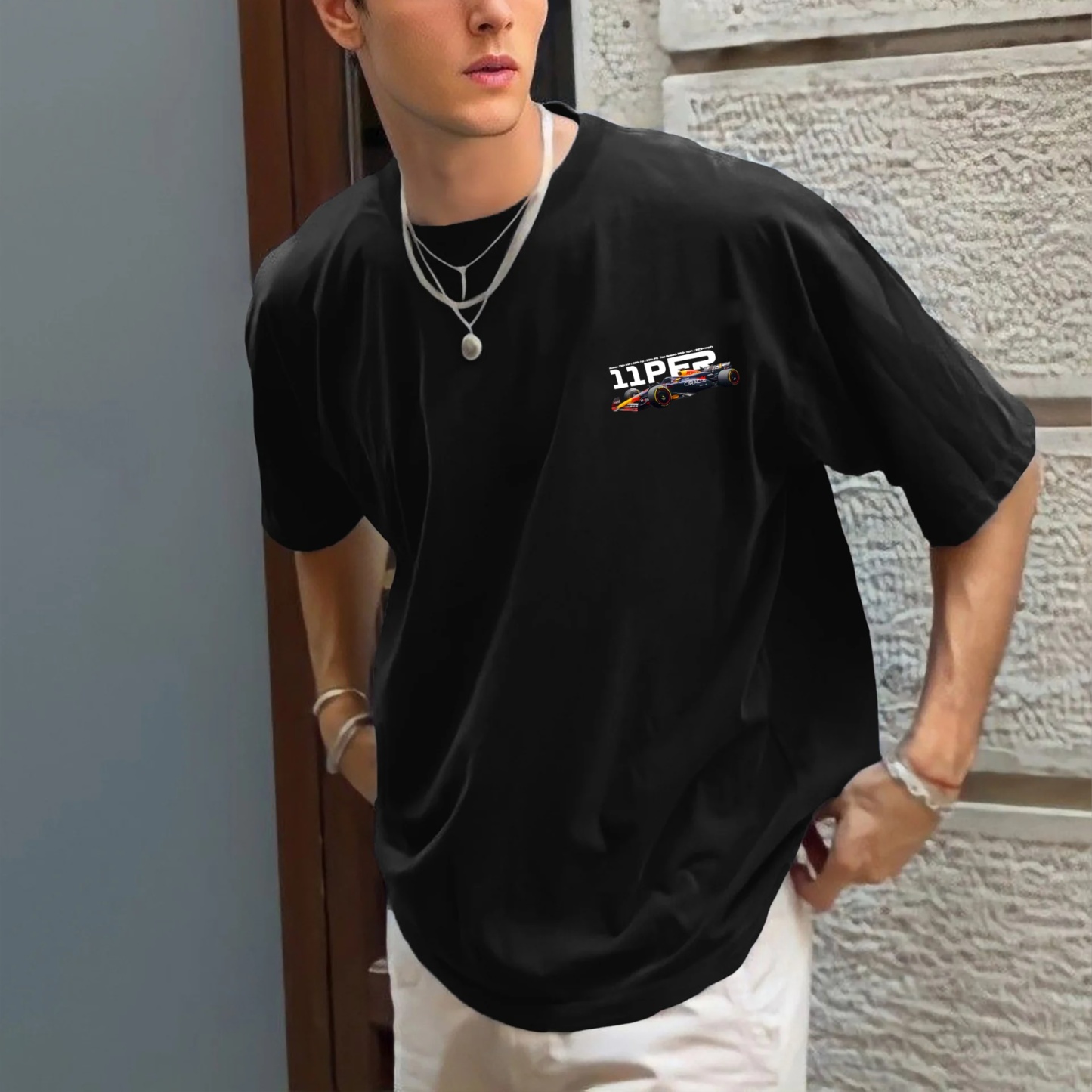 Casual Retro Street Racing Printed Short Sleeves 11