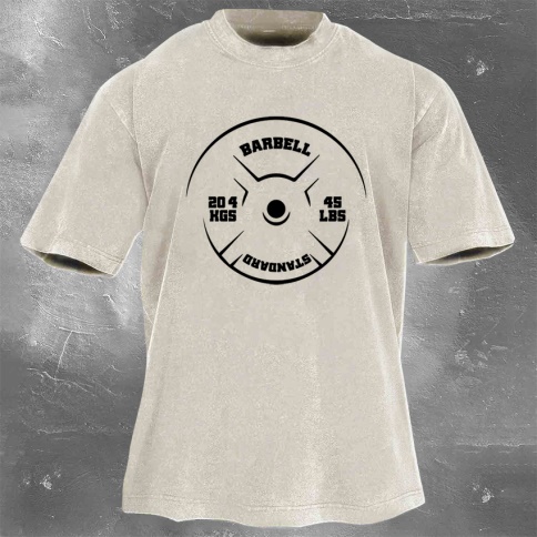 Fitness Print Washed Vintage Short Sleeves 07