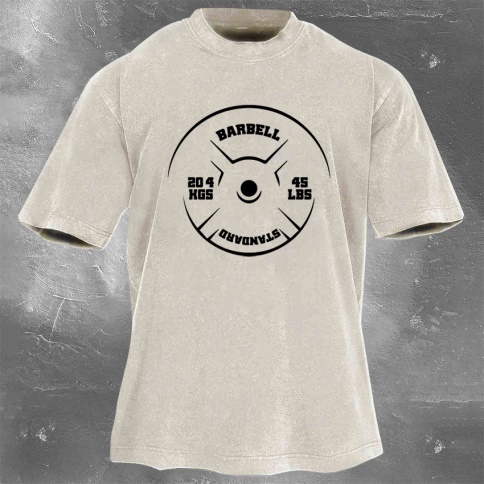 Fitness Print Washed Vintage Short Sleeves 07