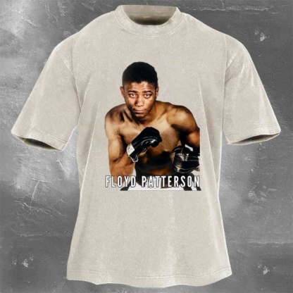 Classic Popular Boxing Star Print Washed Retro Short Sleeves 13