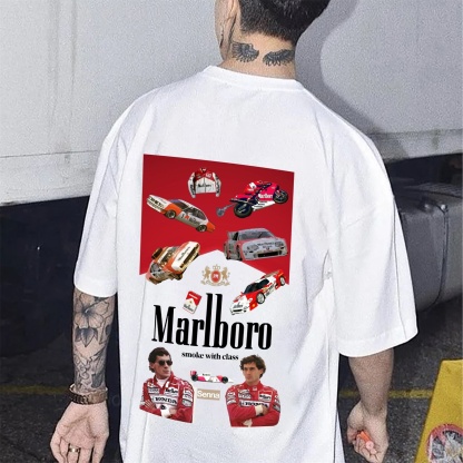 Legendary Racing Driver Aryton Senna Street Print Cotton T-Shirt 07