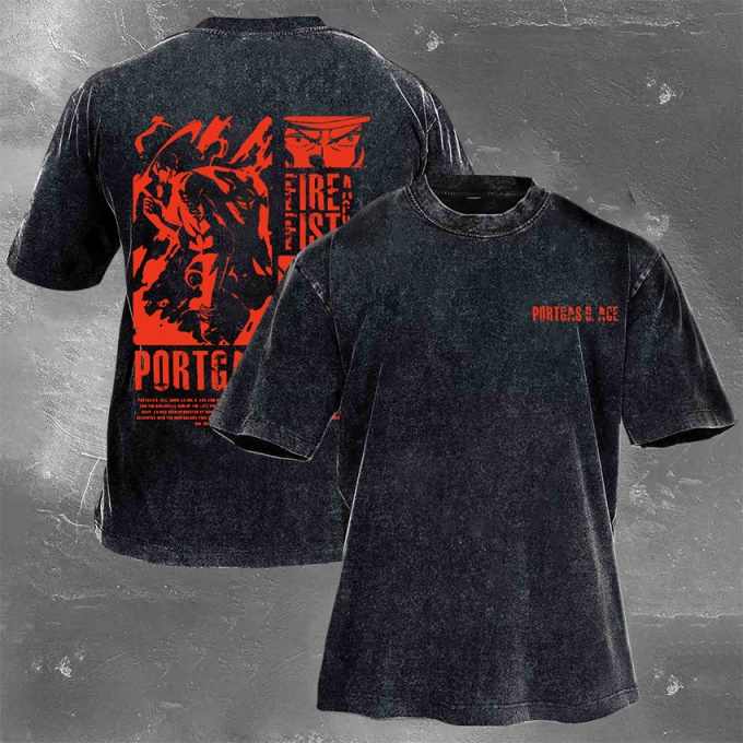 Classic Popular Anime Print Retro Washed Short Sleeves 03