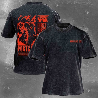 Classic Popular Anime Print Retro Washed Short Sleeves 03