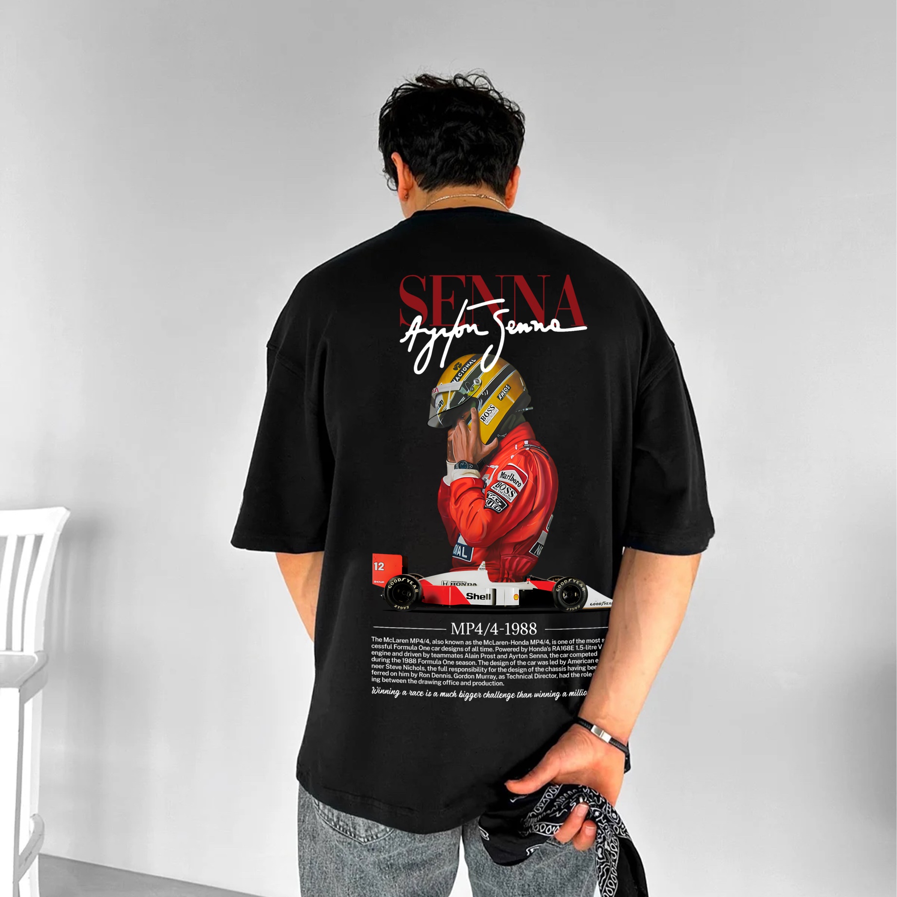 Casual Retro Street Car Printed Short Sleeve Crew Neck T-Shirt 200