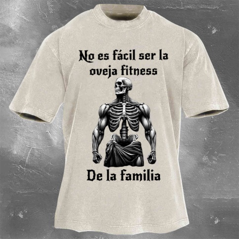 Fitness Print Washed Vintage Short Sleeves 06