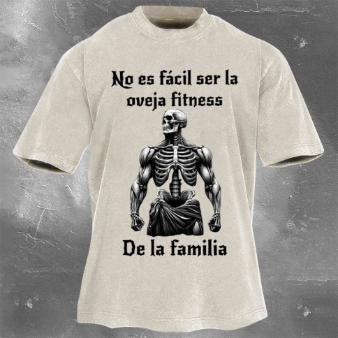 Fitness Print Washed Vintage Short Sleeves 06