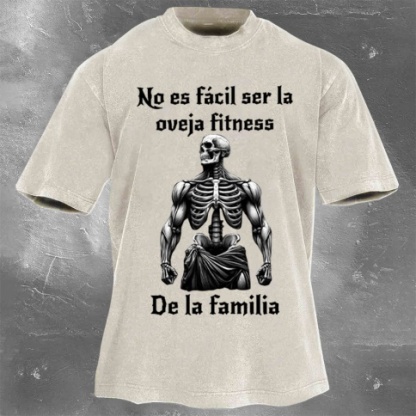 Fitness Print Washed Vintage Short Sleeves 06