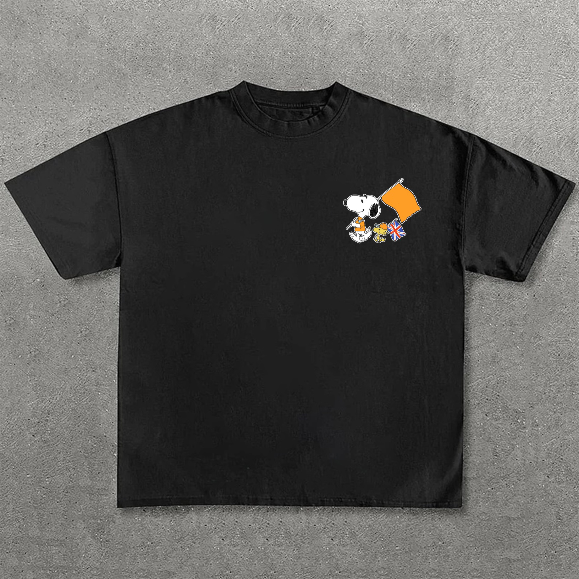 Cartoon Character Print × Racing Print Street Casual Cotton T-Shirt 06