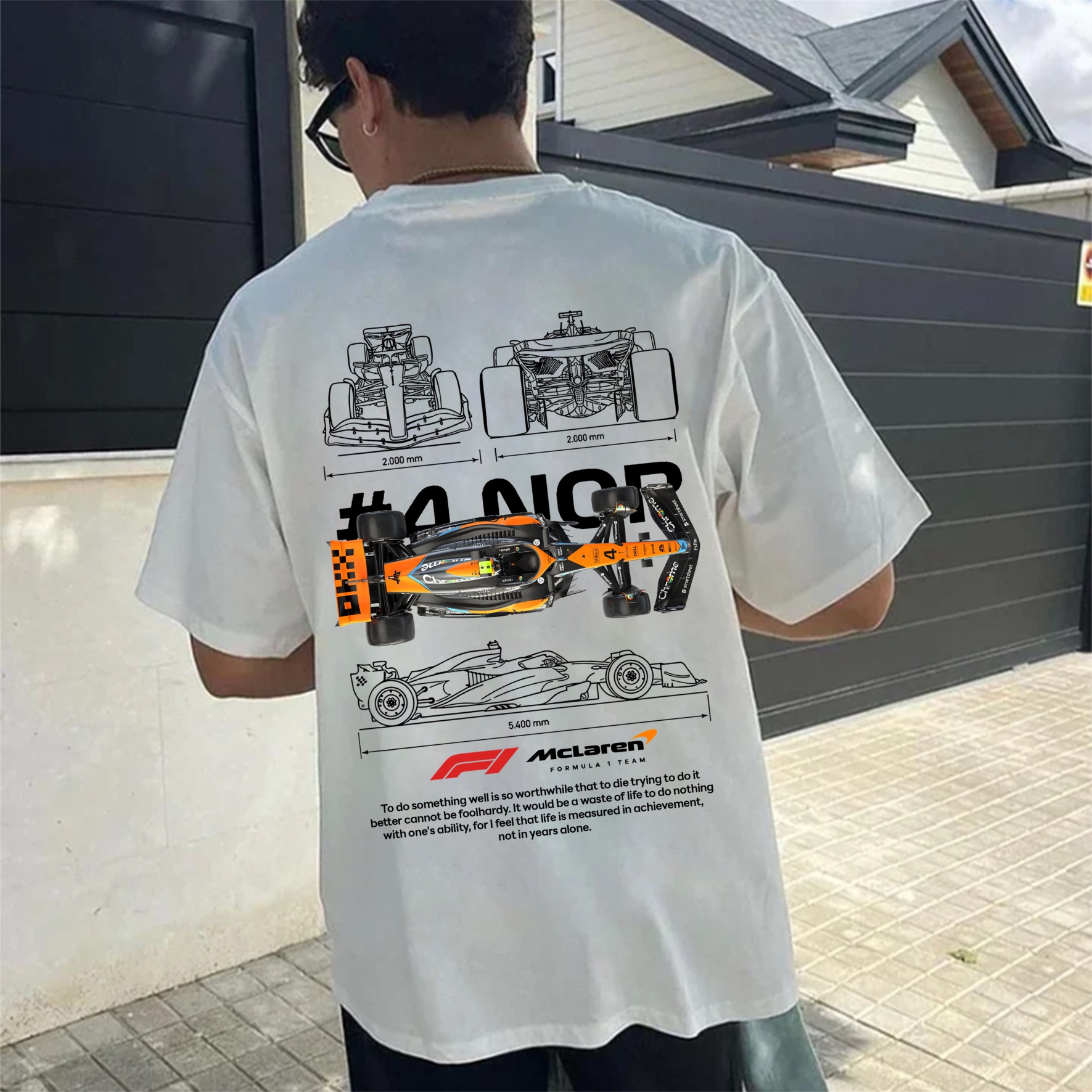 Classic Racing Race Car Team Street Print Pure Cotton Casual T-Shirt 06