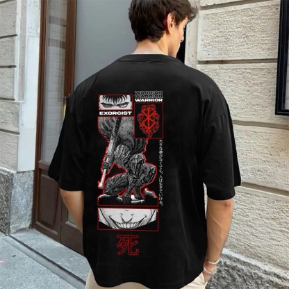 Dark Anime Print Pure Cotton Casual Short Sleeves 05