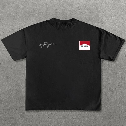 Legendary Racing Driver Aryton Senna Street Print Cotton T-Shirt 06