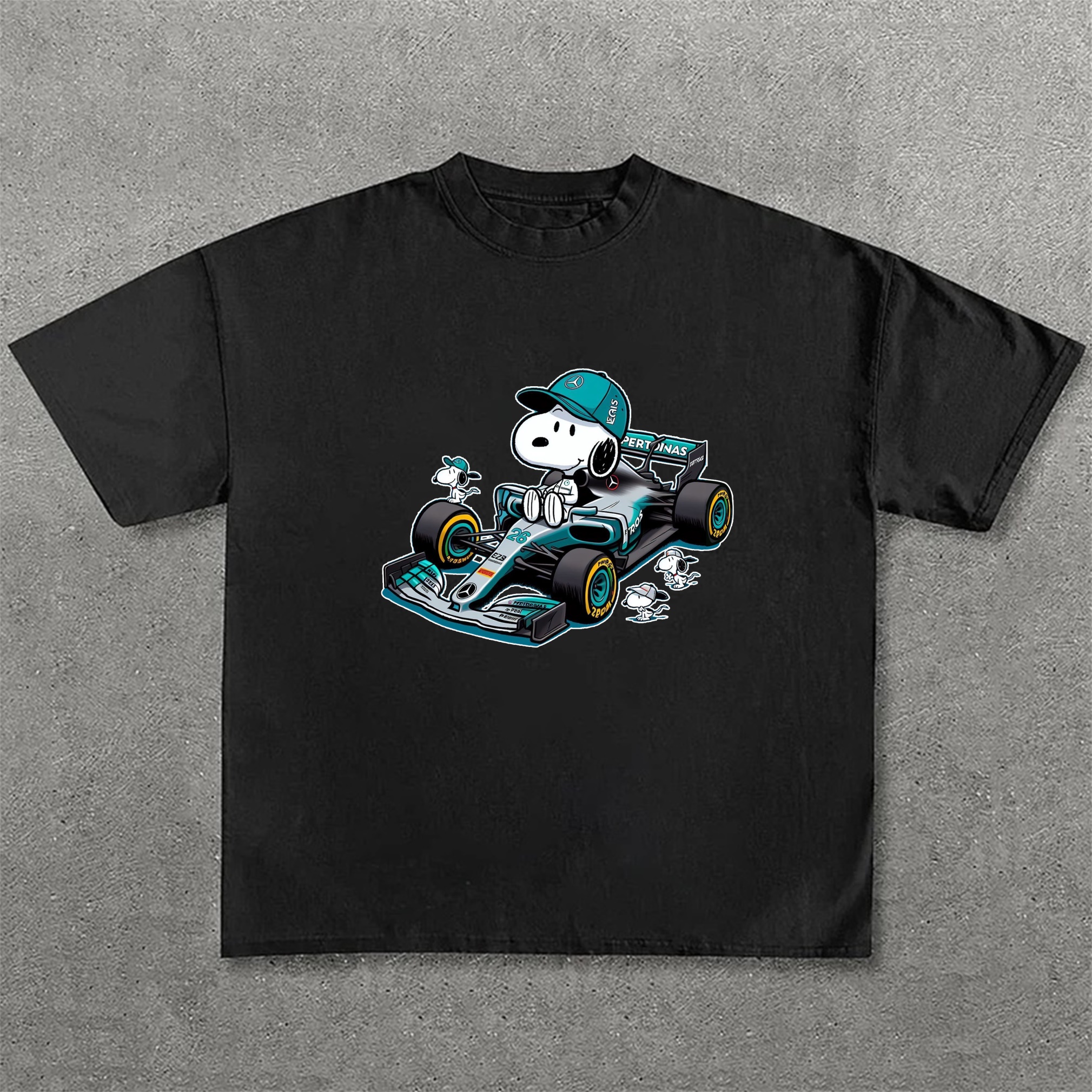 Popular Racing Team × Cartoon Character Printed Pure Cotton Casual T-Shirt 02