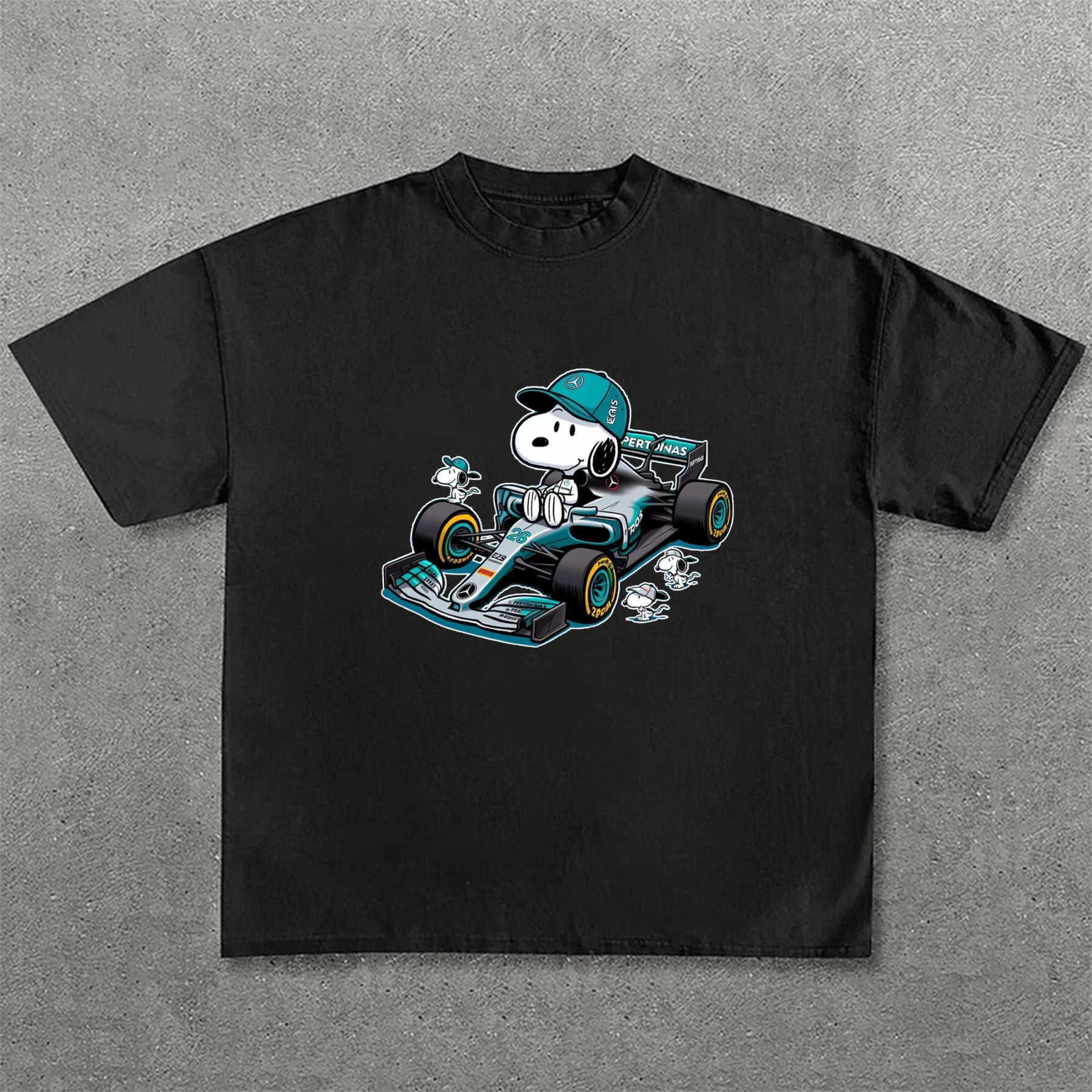 Popular Racing Team × Cartoon Character Printed Pure Cotton Casual T-Shirt 02