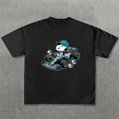 Popular Racing Team × Cartoon Character Printed Pure Cotton Casual T-Shirt 02