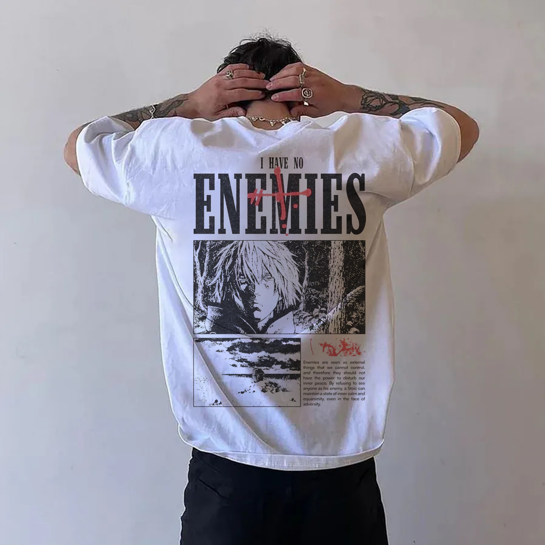 Dark Anime Print Pure Cotton Casual Short Sleeves 02