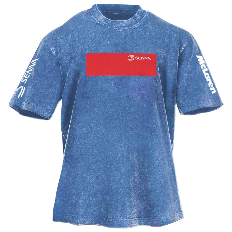 Popular Racing Driver Print Washed Retro Casual T-Shirt 02