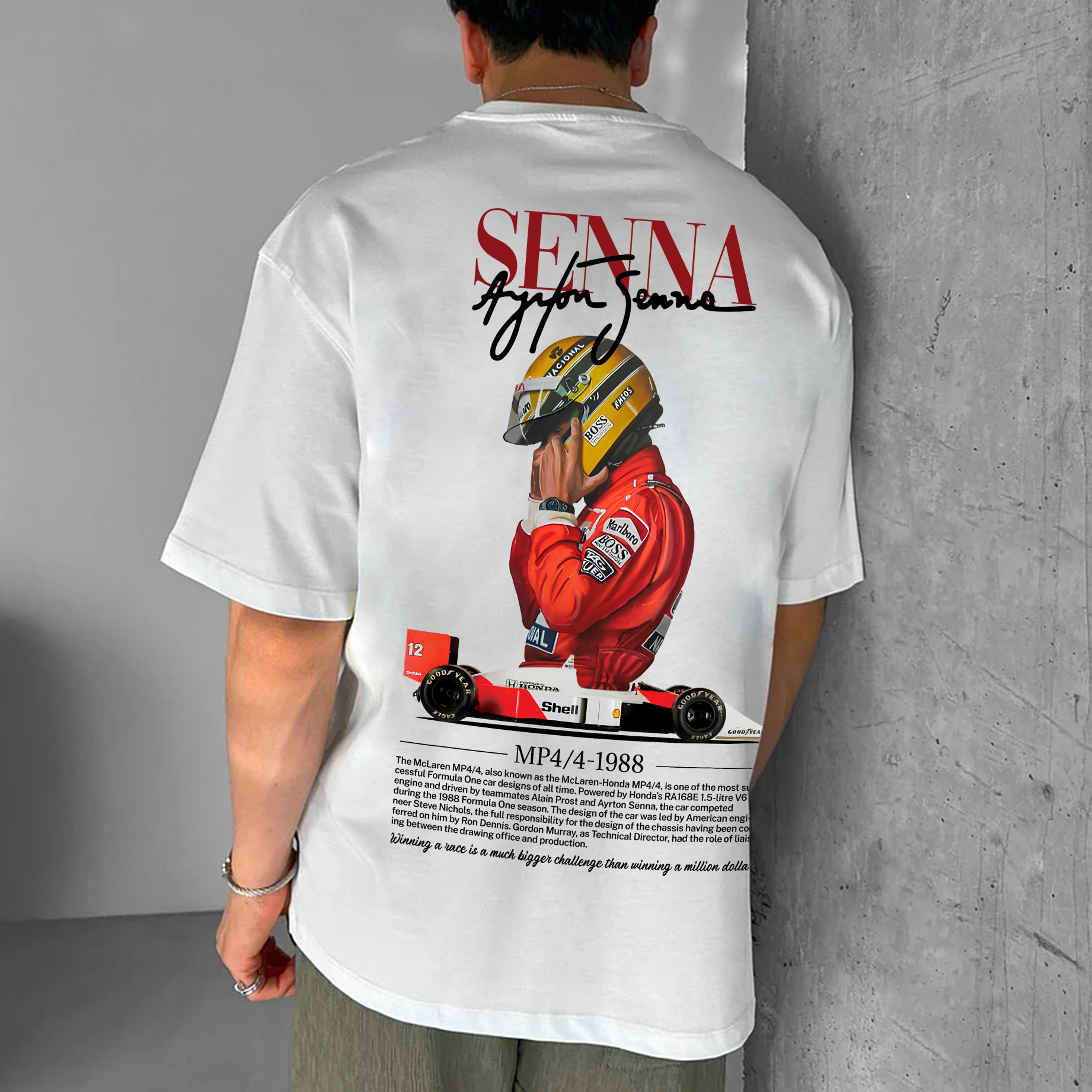 Casual Retro Street Car Printed Short Sleeve Crew Neck T-Shirt 200