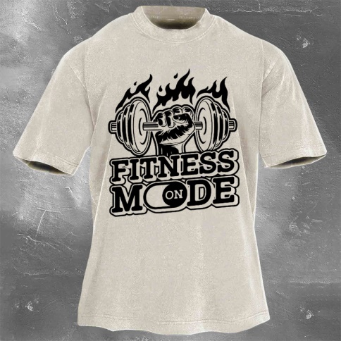 Fitness Print Washed Vintage Short Sleeves 02