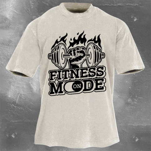 Fitness Print Washed Vintage Short Sleeves 02