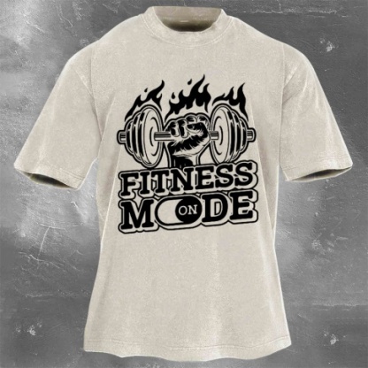 Fitness Print Washed Vintage Short Sleeves 02