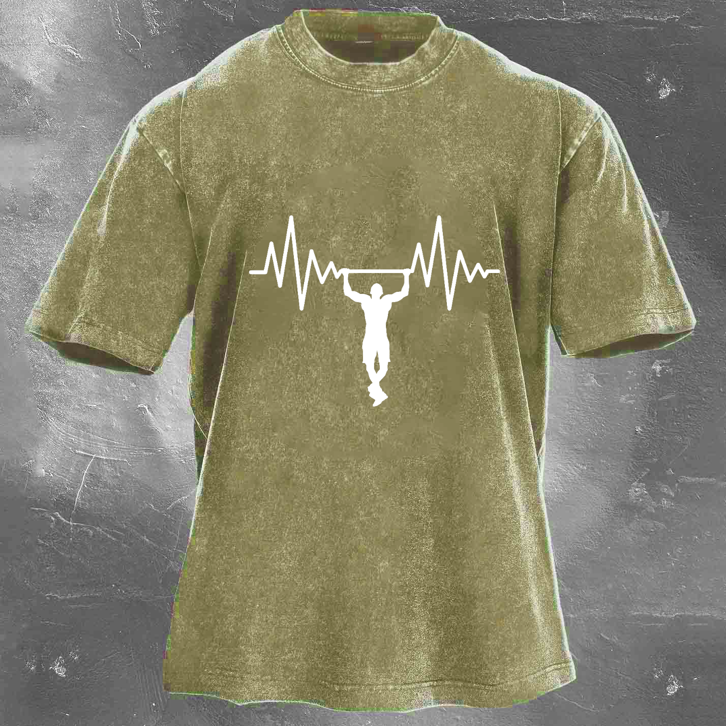 Personalized Fun Fitness Pattern Print Men's Washed T-shirt