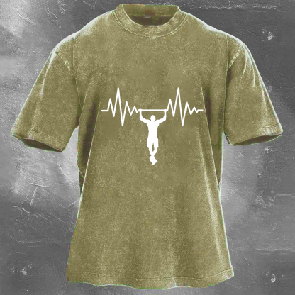 Personalized Fun Fitness Pattern Print Men's Washed T-shirt