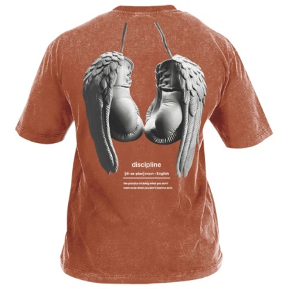 Street Fitness Boxing Print Washed Vintage Short Sleeve 01