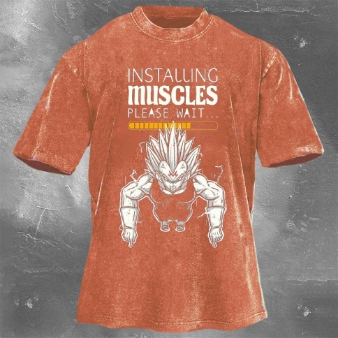 Fitness Print Washed Vintage Short Sleeves 20