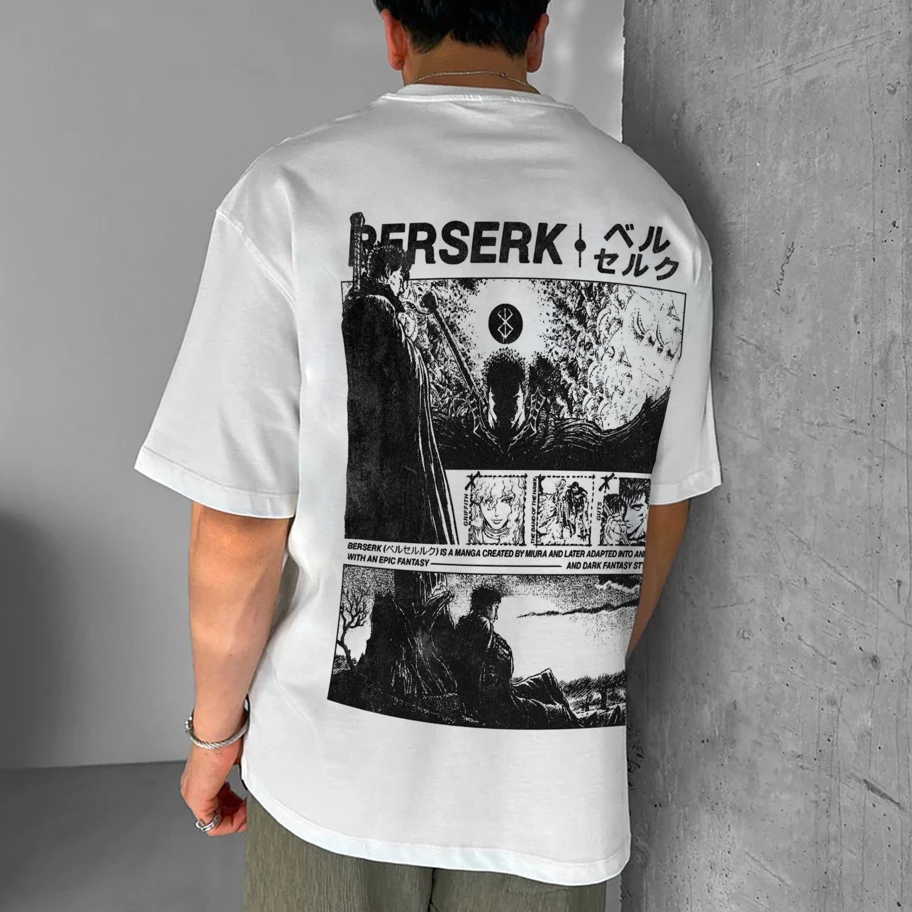 Dark Anime Print Pure Cotton Casual Short Sleeves 03