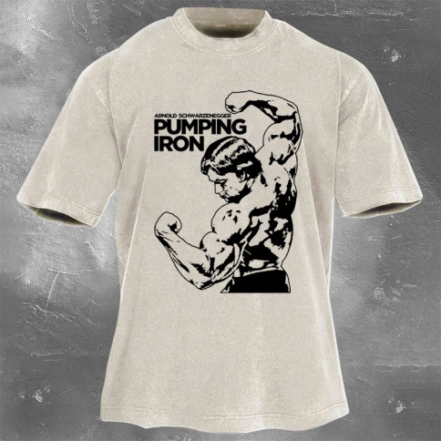 Fitness Print Washed Vintage Short Sleeves 03