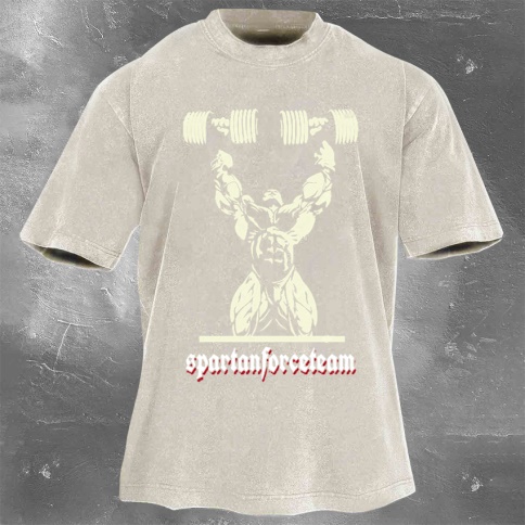 Fitness Print Washed Vintage Short Sleeves 01